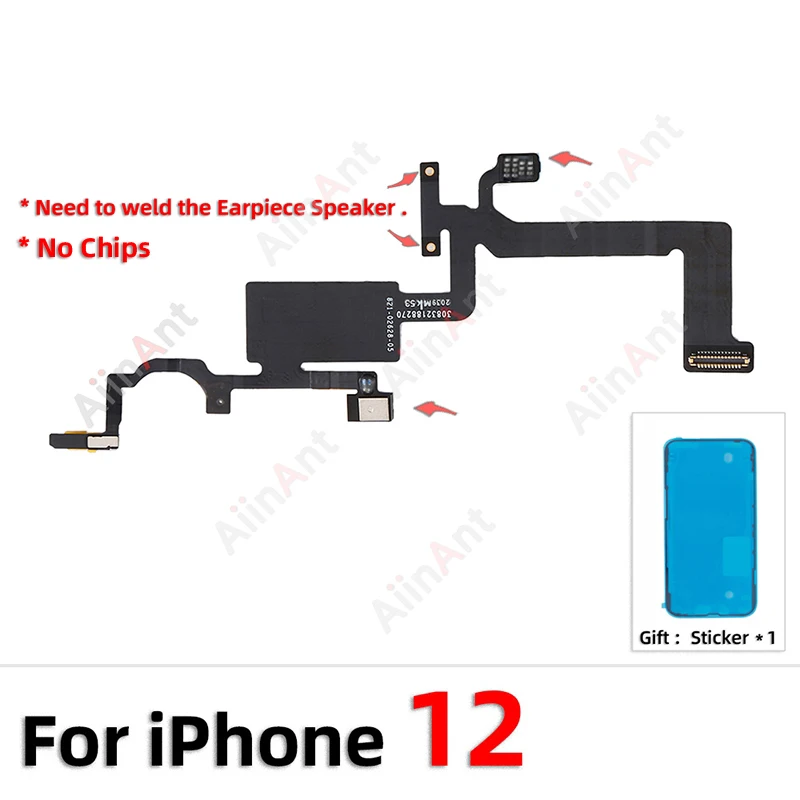 Phone Top Sound Ear Earpiece Speaker Proximity Light Sensor Flex Cable For iPhone 12 13 14 15 Pro Max Plus with Sticker