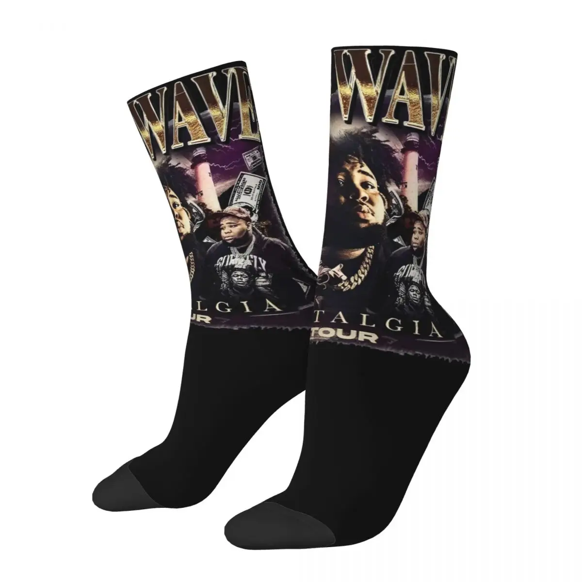 Vintage Rod Wave Rapper Bootleg Accessories Socks Compression Nostalgia Tour Graphic Middle Tube Socks Cute for Women's Present