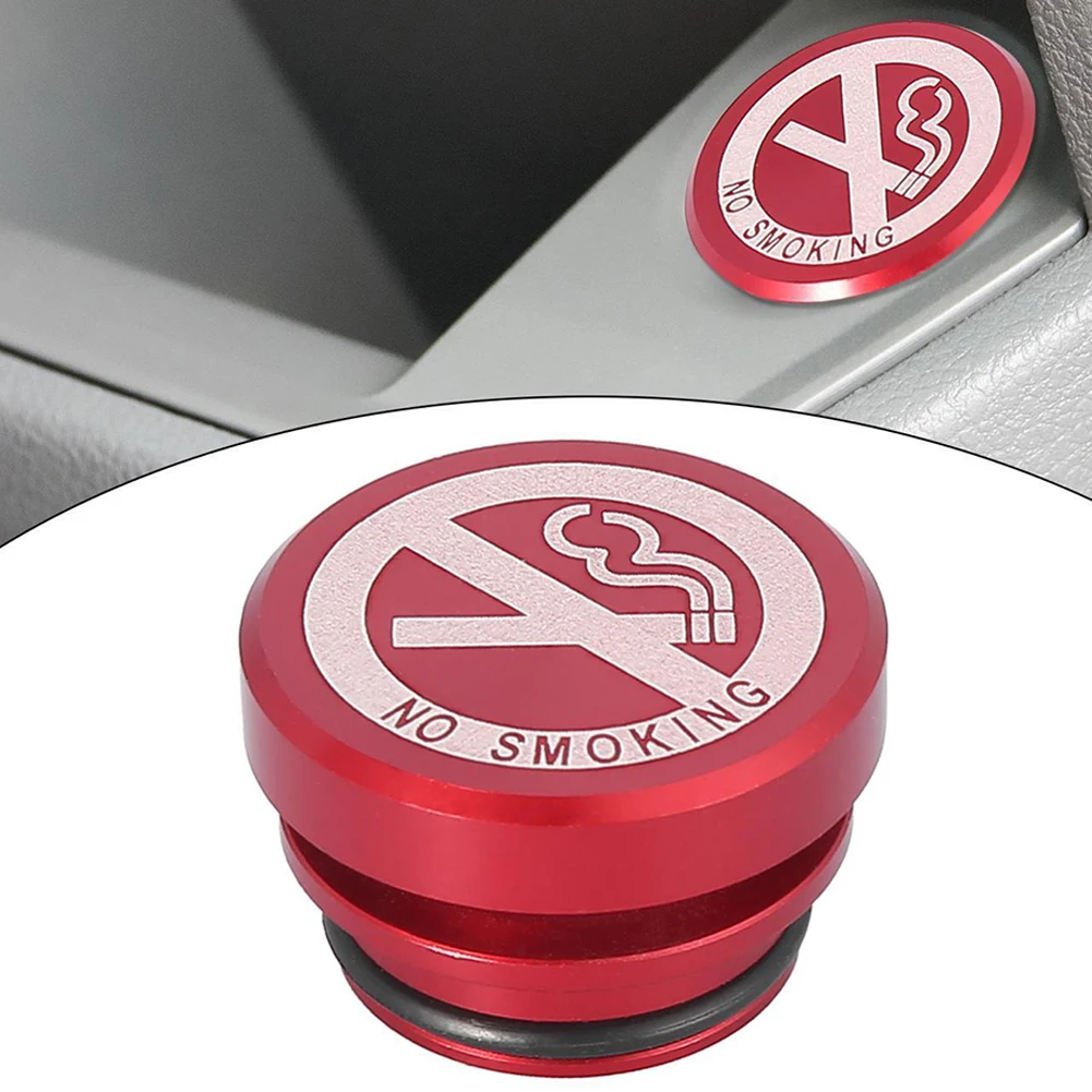 Car Cigarette Lighter Plug Trim Aluminum NO SMOKING Button Waterproof Dustproof 12V Cigarette Lighter Socket Cover Cap