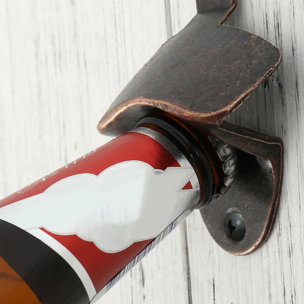 10PCS Wall Mounted Beer Bottle Opener Zinc Alloy Soda Beer Wine Bottle Opener Vintage Heavy Duty Bottle Opener for Kitchen Party