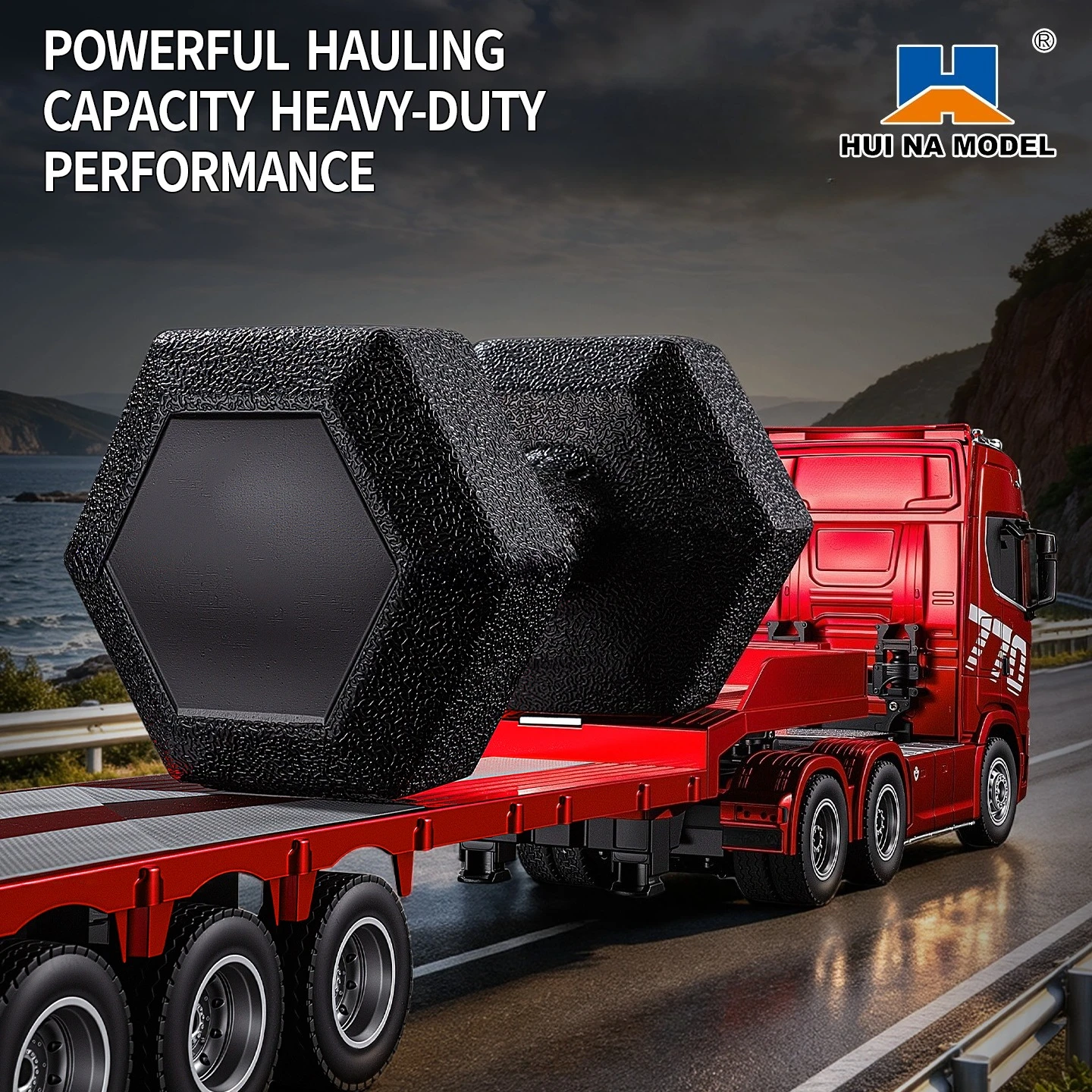 HUINA 1302A 1:24 RC Tractor Truck With Lights & Sound 14CH 4WD Heavy-duty Truck Alloy Heavy Truck Trailer Model Toy For Kid Gift