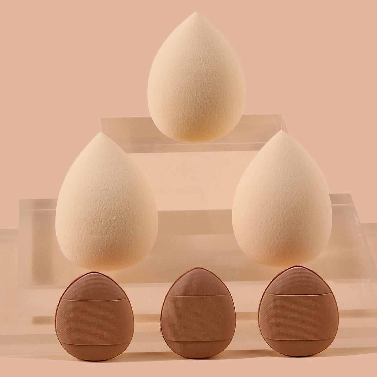 3 STKS grote superzachte spons schoonheid ei + 3 STKS non-stick duim concealer bladerdeeg professionele make-up tools voor beginners