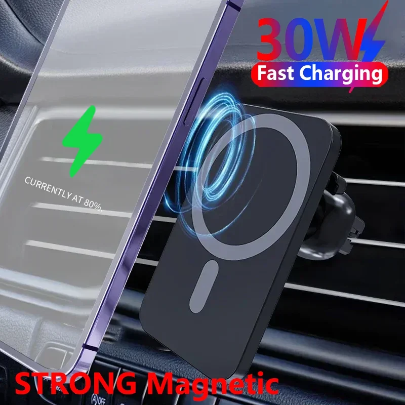 30W Magnetic Wireless Car Charger Suitabl for iPhone 15 14 13 12 Pro Max Xiaomi Samsung Magnet Air Vent Mount Phone Holder Stand