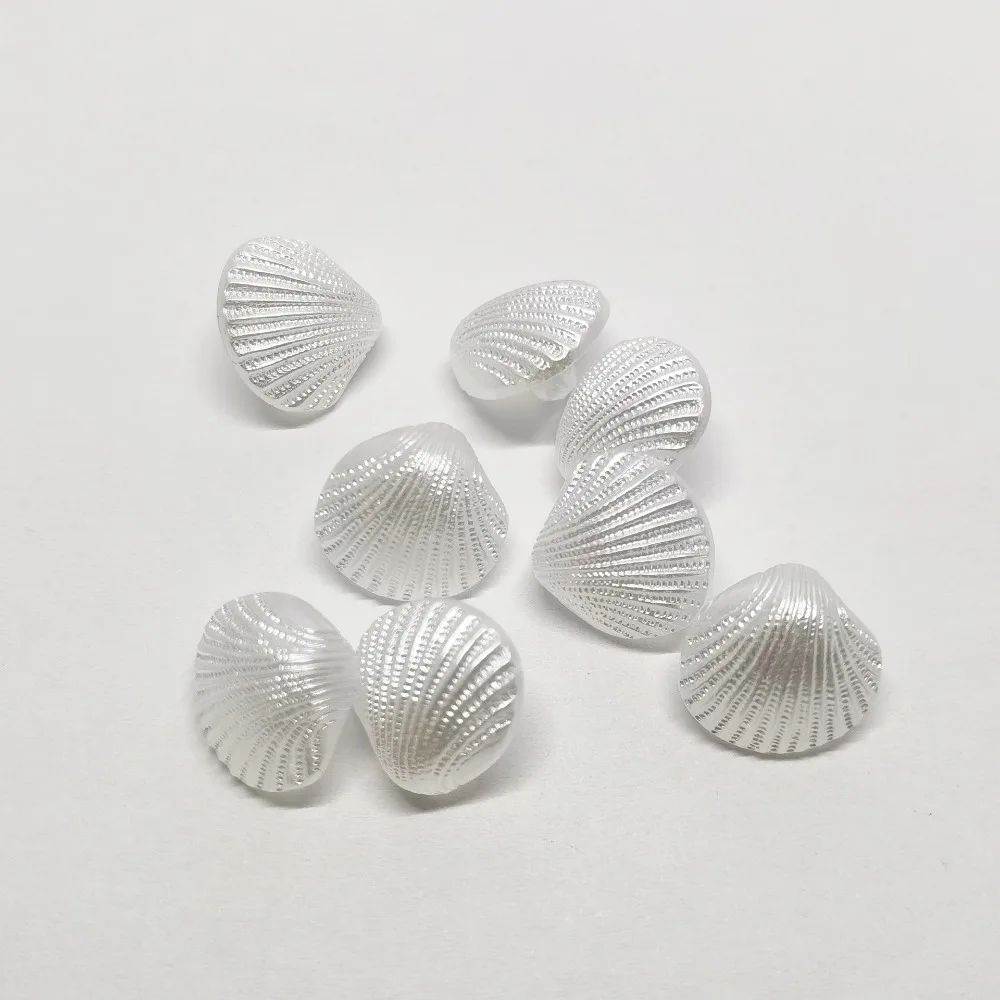 10pcs Creative Shell-shape Buttons 12mm Fashionable Acrylic Shell Shank Buttons Apparel Sewing Accessories