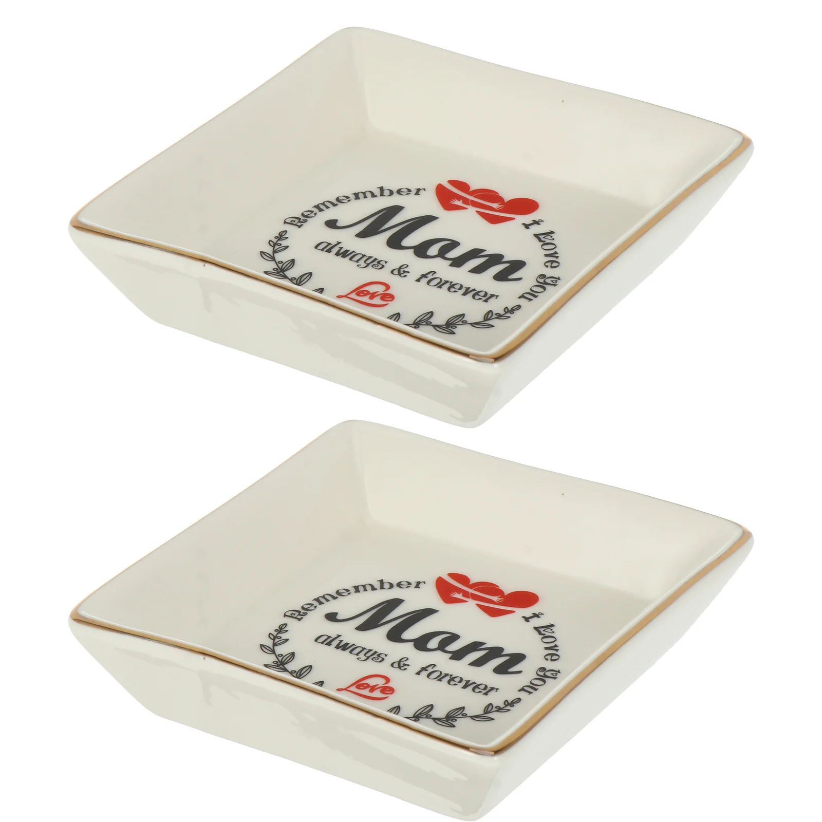 2Pcs Ceramic Ring Organizer Display Tray Gold Edge Jewelry Storage Dish for Home Vanity Gift Ring Display Tray
