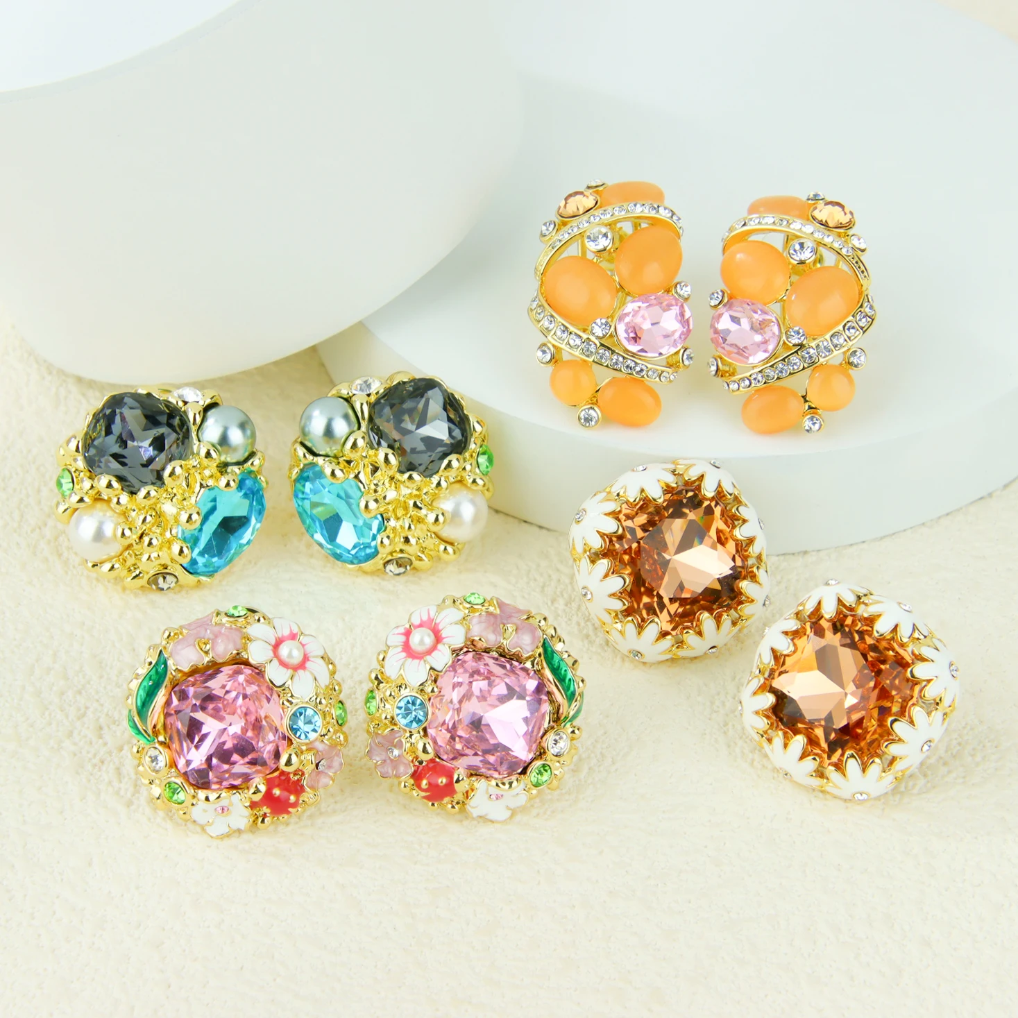 2026 Elegant Multicolor Natural Stone Stud Earrings For Women Irregular Pink Purple Crystal Posting Earrings Fine Jewelry