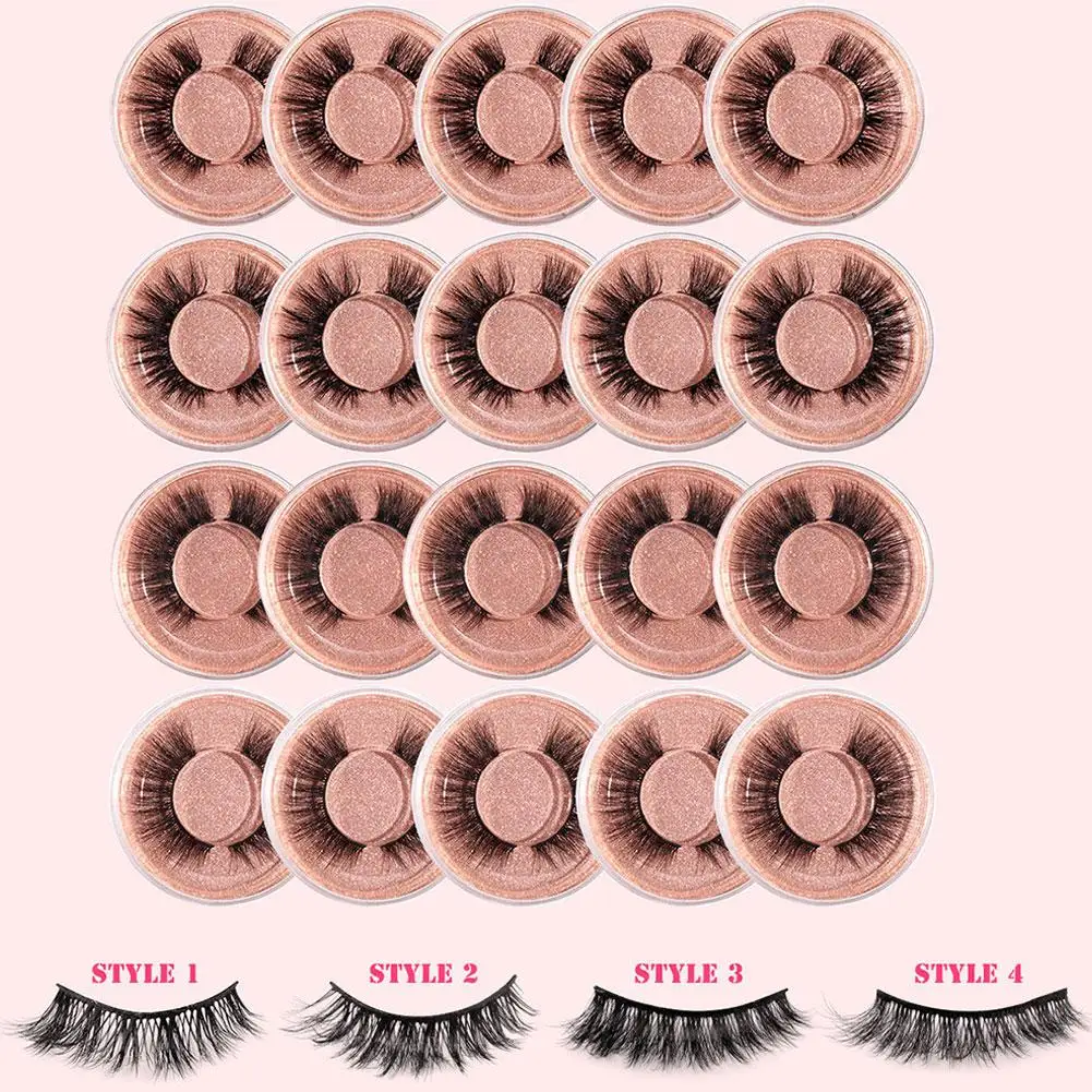 20 paires de faux cils 3D en vison synthétique, 4 styles variés, effet volumineux et recourbé, réutilisables, multipack pour usage quotidien, fêtes et cosplay