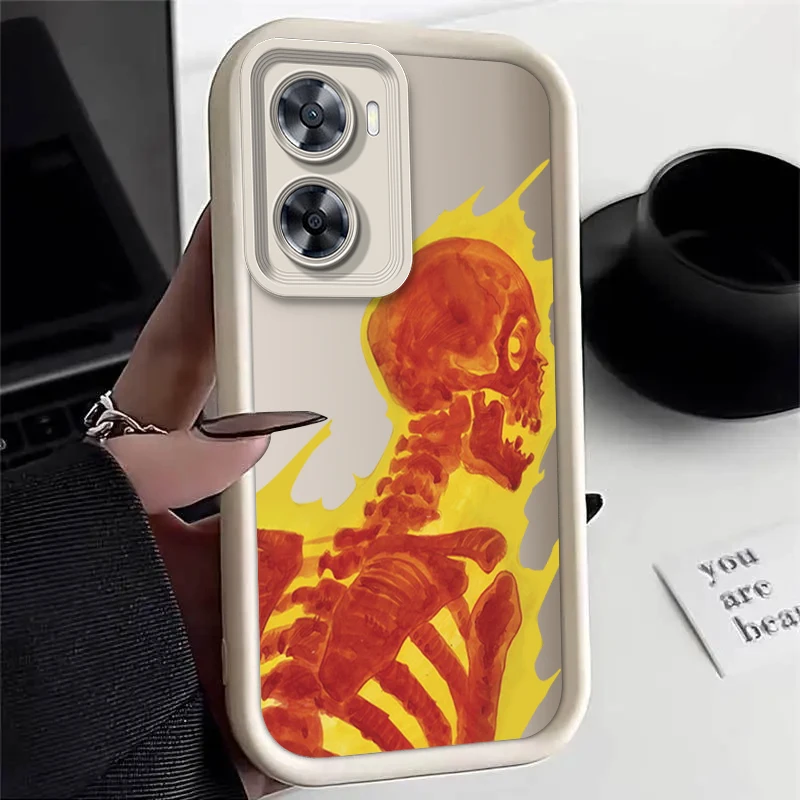 Skull Silicone Phone Case On For OPPO A57 A74 A95 A60 A78 A83 A76 A58X A96 A97 A94 A93 A73 A58 A77 A56S A55 A54 A53 4G 5G Cover