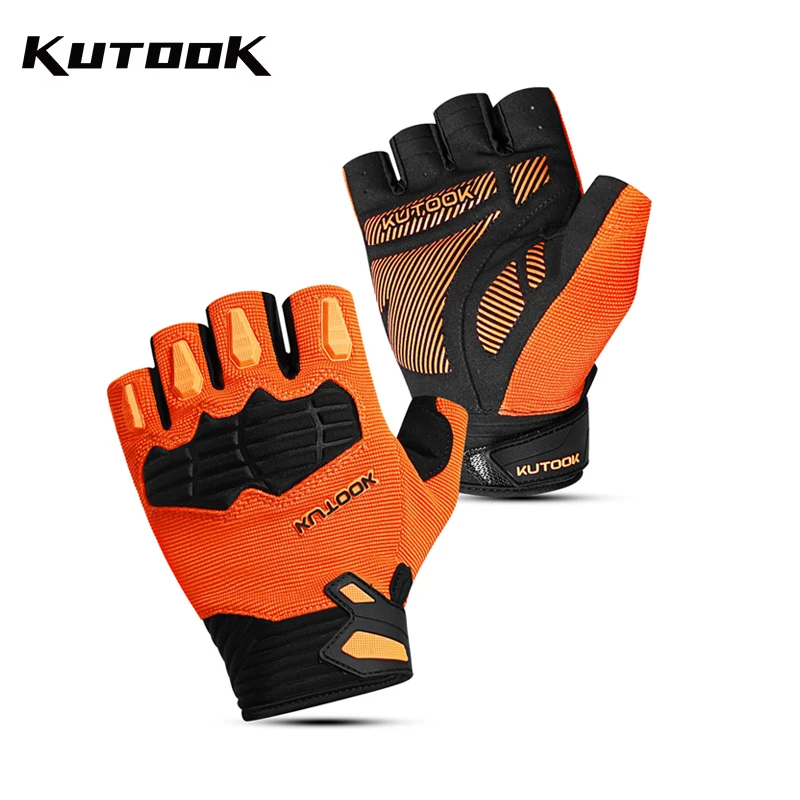 KUTOOK Half Finger Camping Gloves for Men Women Mountain Road Padded Gloves Sports Bicycle Gloves Anti-Slip Climbing Accessories