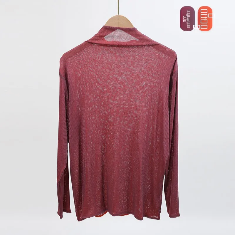 

Двухслойный шелковый вязаный базовый топ с высоким воротником и начесом, женский, прямого кроя, с длинными рукавами, в художественном стиле, зимний, модный.