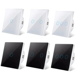 Touch Switch EU Light Sensor Switches Crystal Glass LED Button Panel Power AC100-240V 1/2/3 Gang Wall Lamp Interruttore