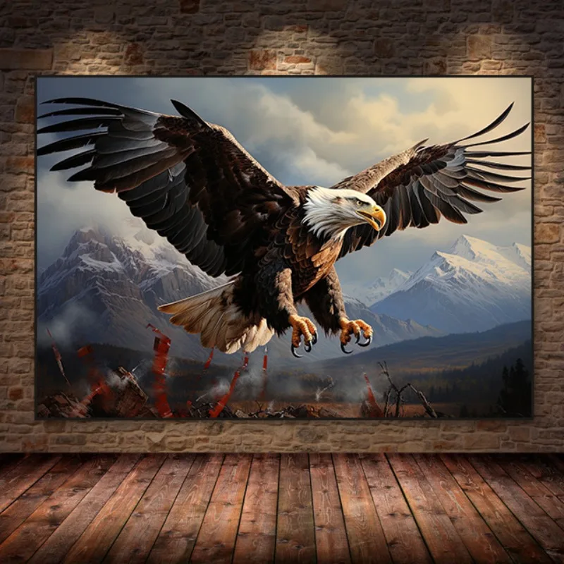 American Eagle Flying in The Sky Canvas Painting Posters and Prints  Soaring Predator Wall Art Pictures Living Room Home Decor