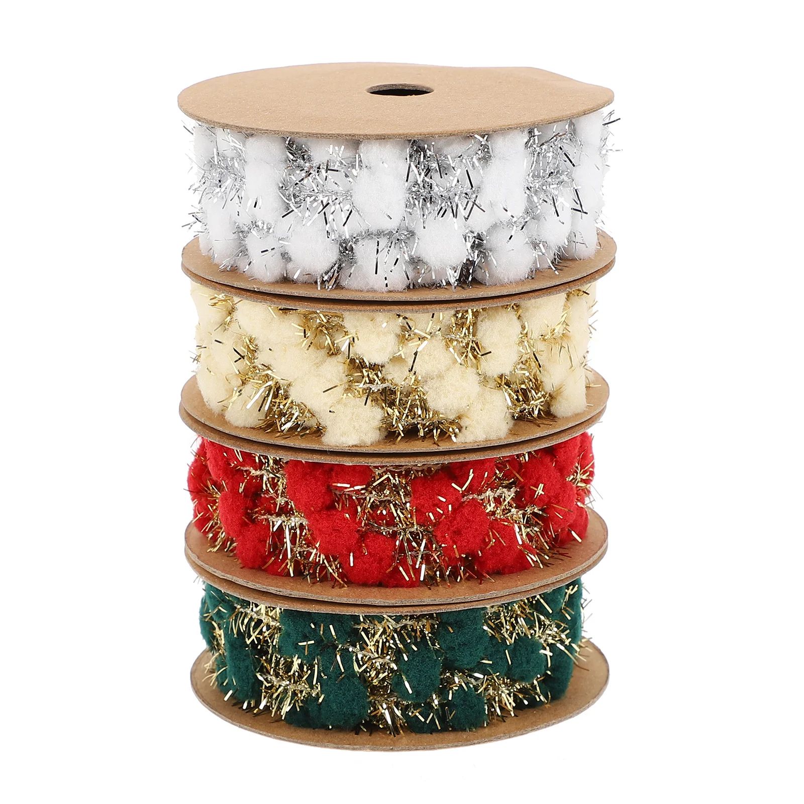 4 لفات عيد الميلاد بهرج الشريط الإبداعية كرة صوف شرائط شجرة عيد الميلاد زينة هدية لوازم التعبئة عيد الميلاد بهرج الشريط #5