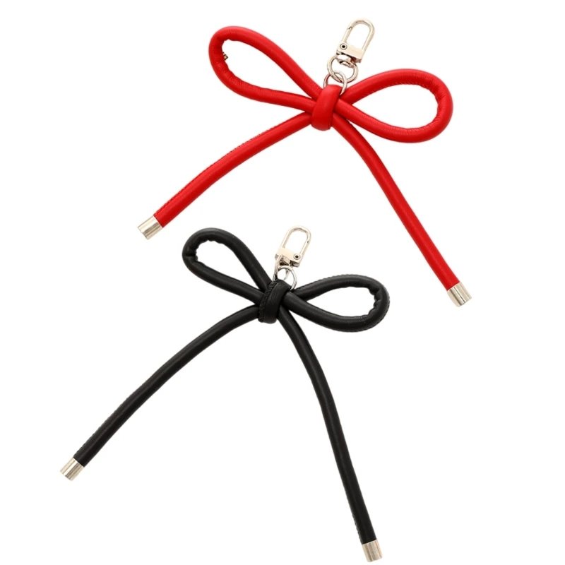 Pack of 2 PU Leather Pendant Keychains Functional PU Leather Key Holder Accessory with Bowknot Tassels for Everyday Use Dropship