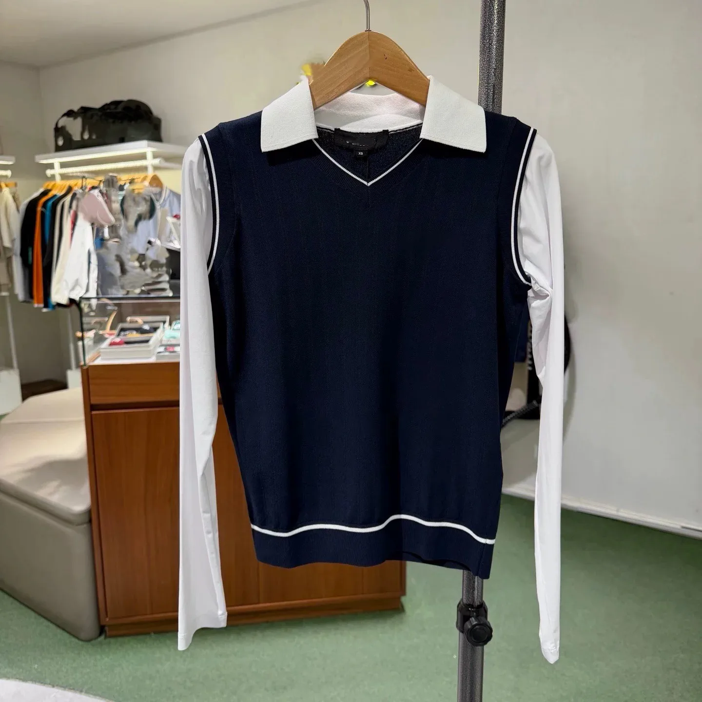 2026 Women Golf Ice Silk Long Sleeve Shirt Korean Slim Fit Color Block Sun Protection Sports Outdoor Top