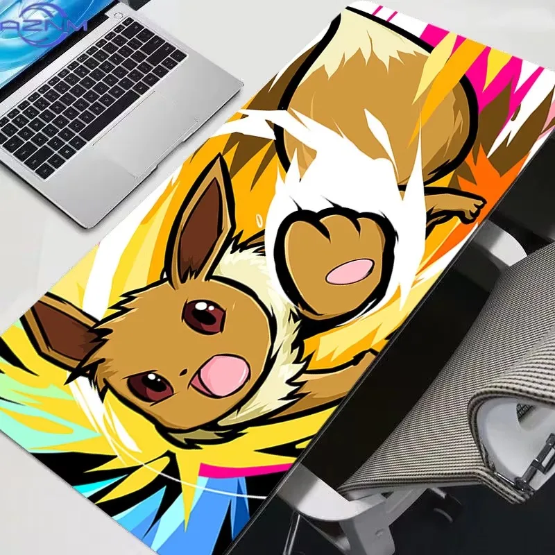 Pokemon Eevee Large Gaming Mouse Pad Anime Non Slip Rubber Desk Mat Keyboard Table Mat for Game Office PC Decor