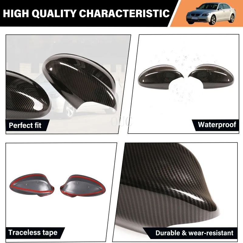 سيارة مرآة الرؤية الخلفية غطاء تغليف الكسوة لسيارات BMW 3 سلسلة E90 E91 E92 E93 2005-2008 الجانب الجناح غطاء مرآة ملصقات الزخرفية #3