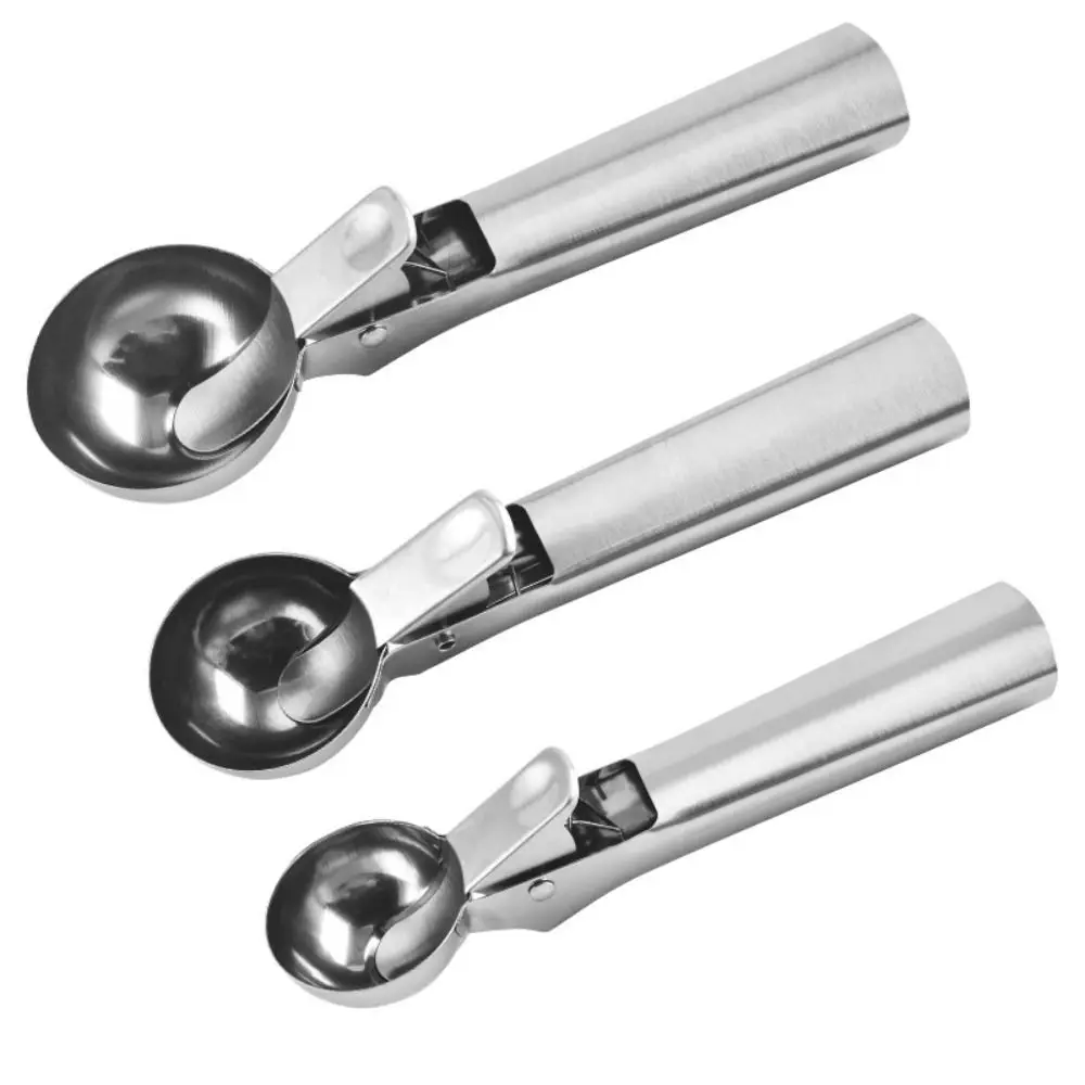 

3pcs Stainless Steel Ice Cream Scoop Press-type Design Rust-proof Ice Cream Ball Digger Ergonomic Handle Different sizes