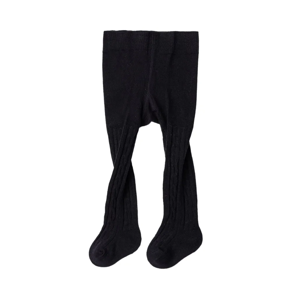Class A Cotton Girls Knit Leggings Solid Color Stretch Fabric Kids Pantyhose Wear Resistant Twisted Texture Children Tights