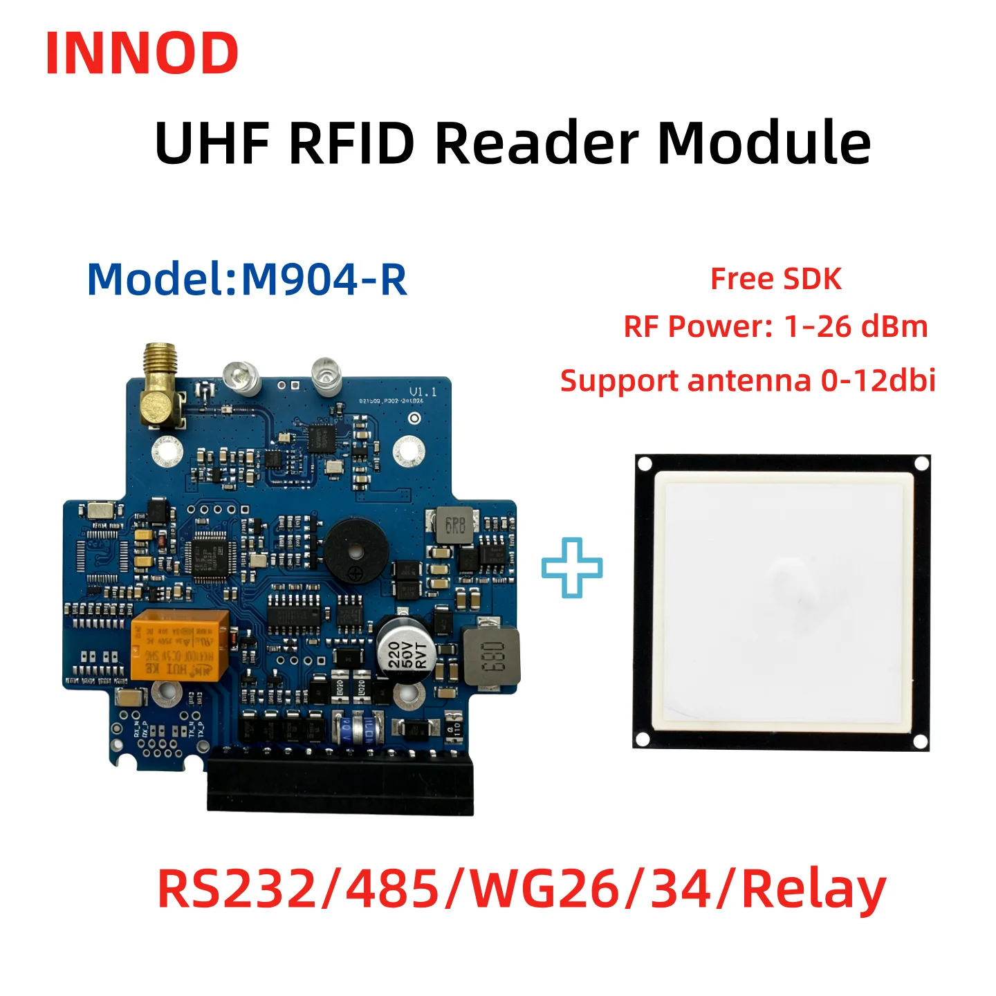 

Industrial Long Range UHF RFID Reader Module 860-960MHz with TCP/IP RS232 RS485 Interface