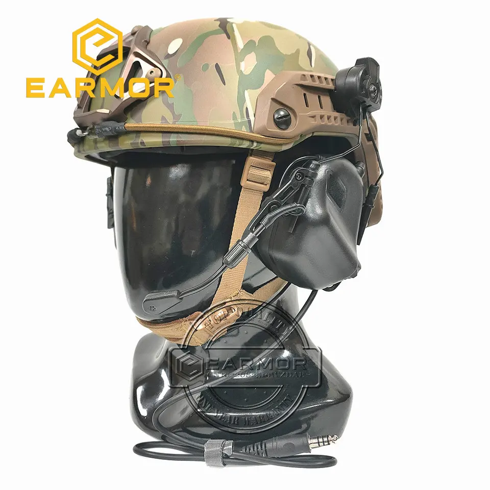 EARMOR M32H MOD3 Military Tactical Headset RAC Rail Adapter Set Noise Canceling Aviation Communication Softair Headphones