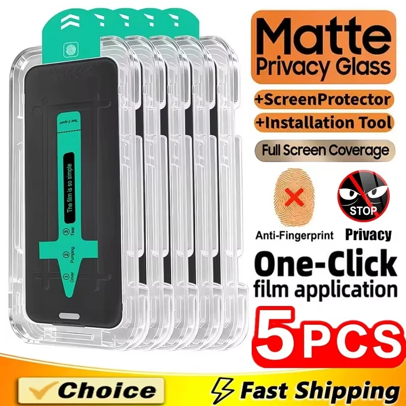 

Matte Privacy Tempered Glass For iPhone 16 15 14 Plus 13 11 12 17 Air Pro Max XS XR X Easy Install Anti-Peeping Screen Protector