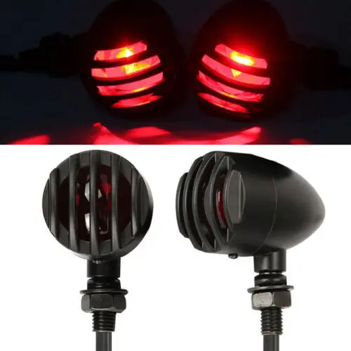 2x Motorcycle Bullet Turn Signals Red Light For Yamaha Road Star Warrior Custom Midnight Silverado XV1700 Cafe Racer