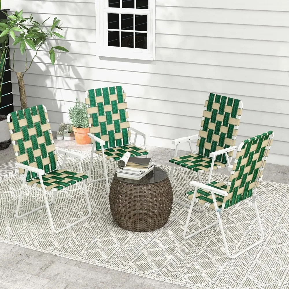 

Set of 4 Patio Folding Chairs, Classic Outdoor Camping Chairs, Portable Lawn Chair Set, Customized