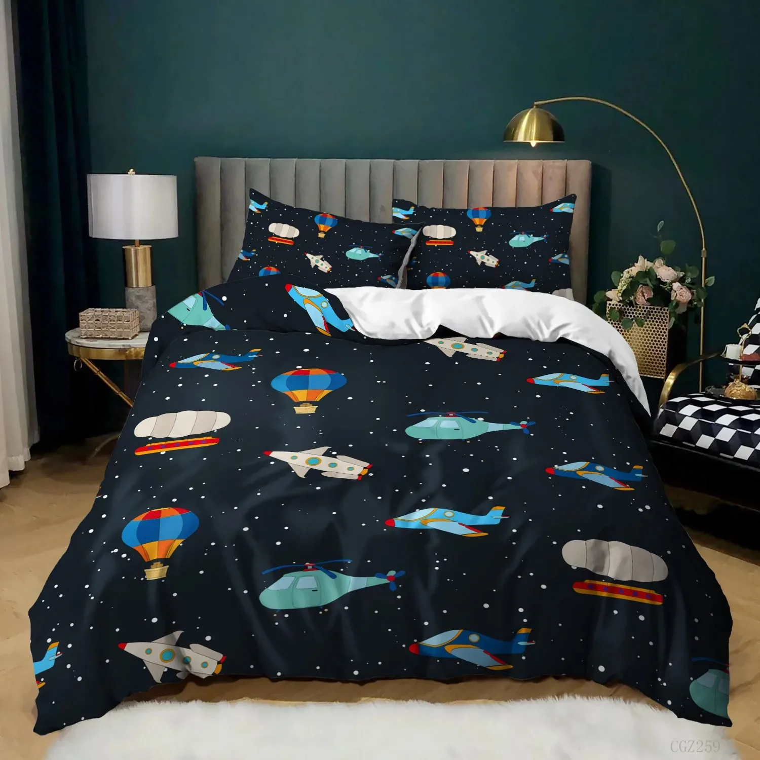 

Spacecraft Duvet Cover For Boys Kids Astronomy Bedding Set Microfiber Outer Space Adventure Colorful Spacecraft King Quilt Cover