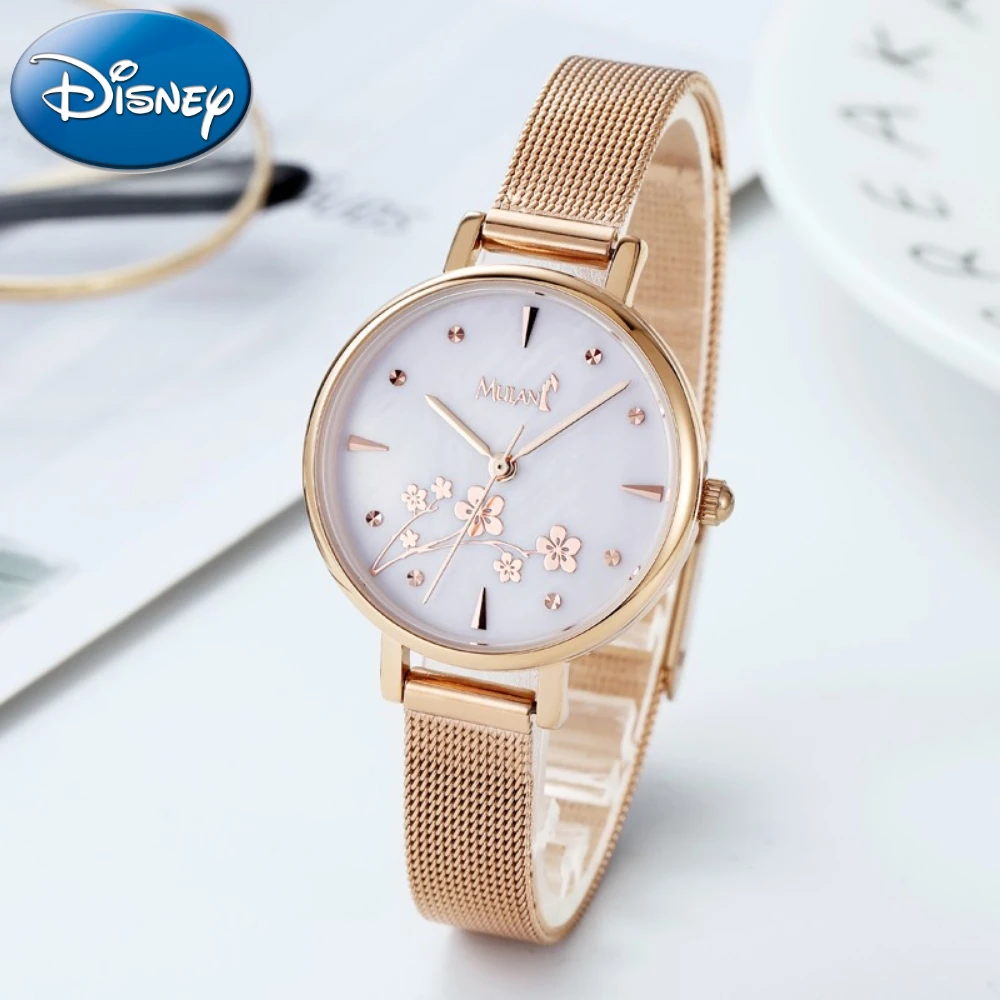 Disney Women Watch Mulan Steel Belt Small Dial Workplace Waterproof Decorative Girls Quartz Clock Relogio Masculino