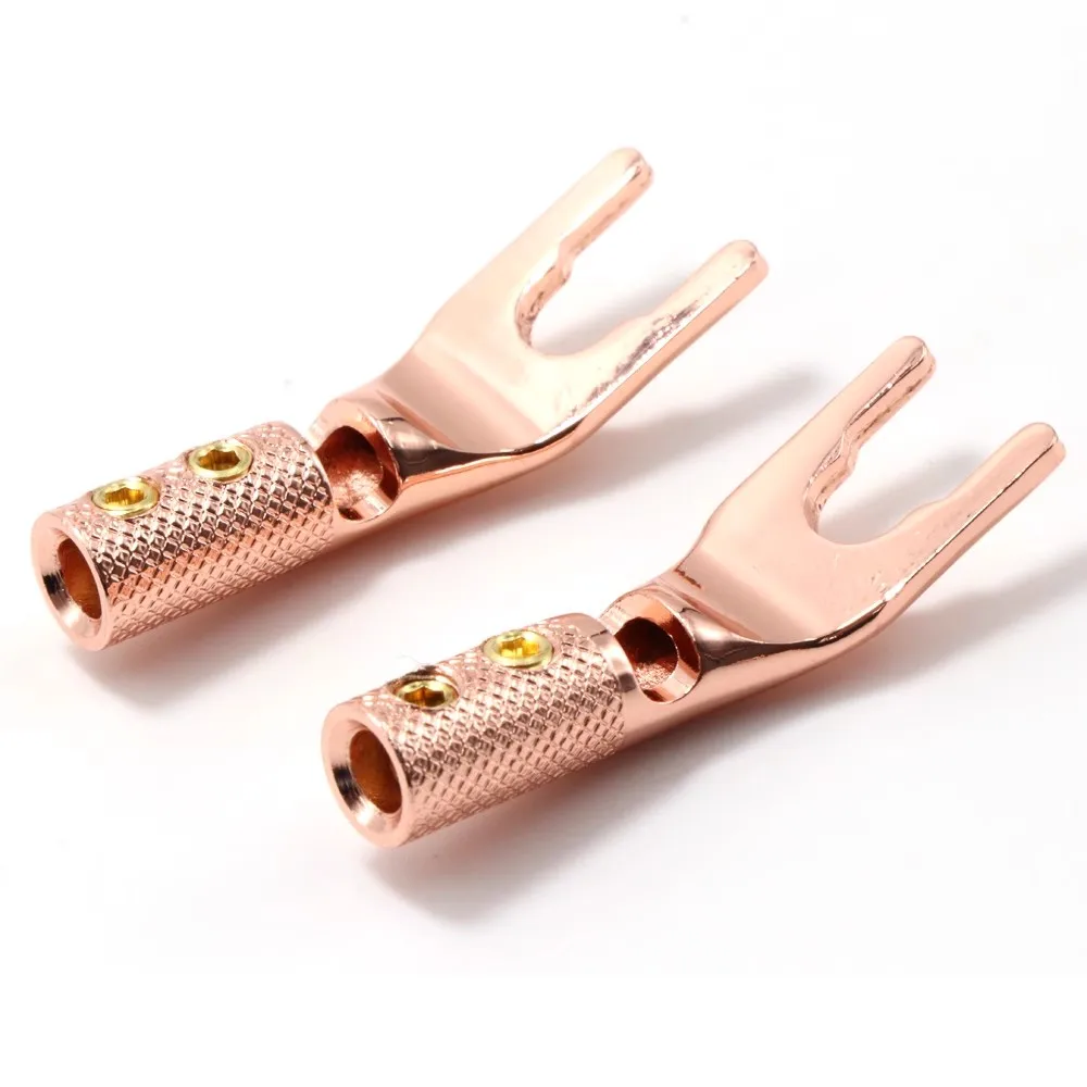 SY1508G Pure Copper Rhodium Plated Y Spade Connector Plug Fork Connectors Plug Loudspeaker Cable Speaker Cable Jack