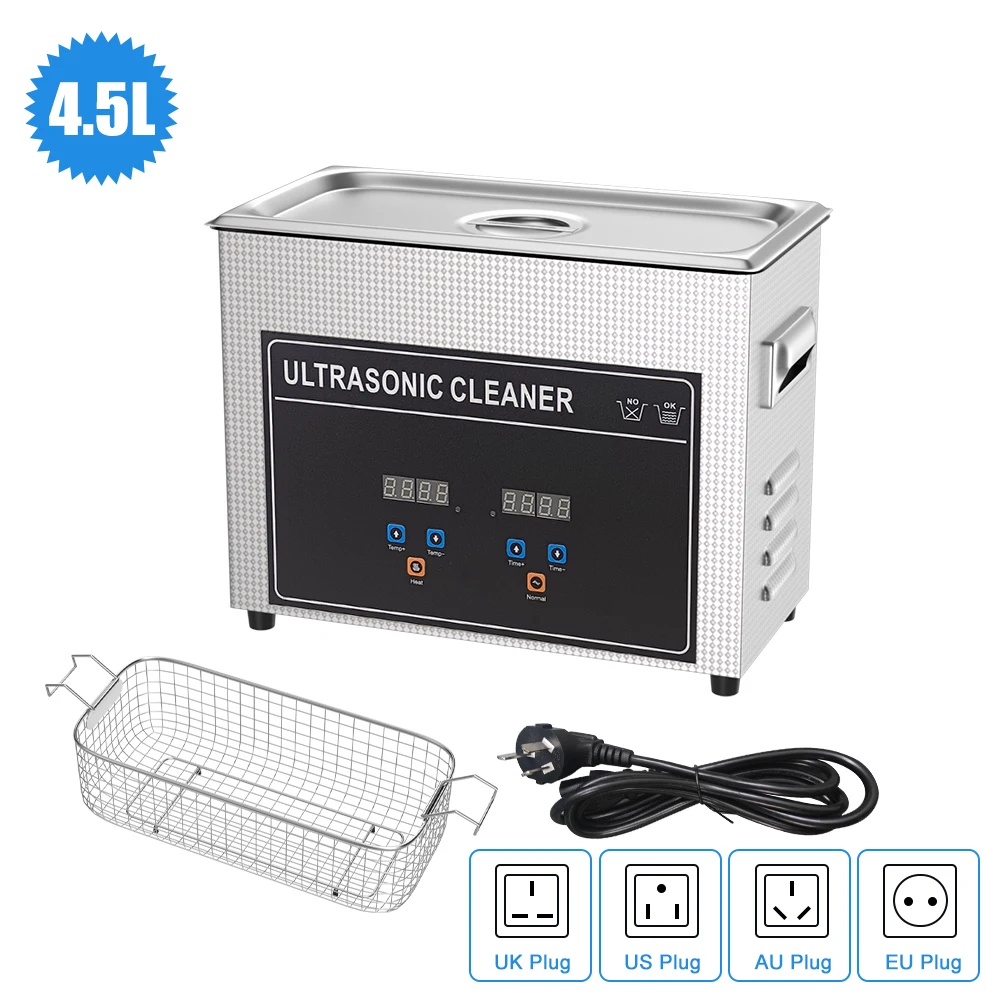 4.5L Ultra Sonic Cleaner Jewelry Denture Retainer Heater Baskets Parts Ultrasound Washing Ultrasonic Cleaner Machine 220v EU