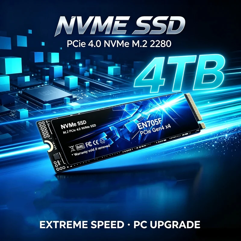 `EN705F M.2 2280 PCIe 4.0 X4 NVMe SSD TLC 3D NAND 500GB 1TB 2TB 4TB Gaming SSD for PS5 Laptop & Desktop PC Upgrade