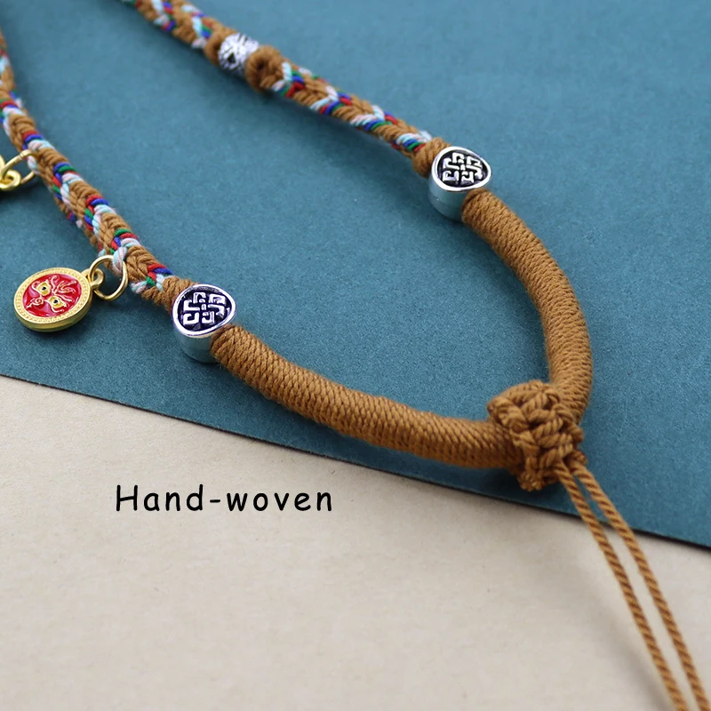 1PC Tibetan Pendant Necklace Rope Hand-rubbed Cotton Braided Rope Agate Pendant Accessories Female Necklace Pendant Rope