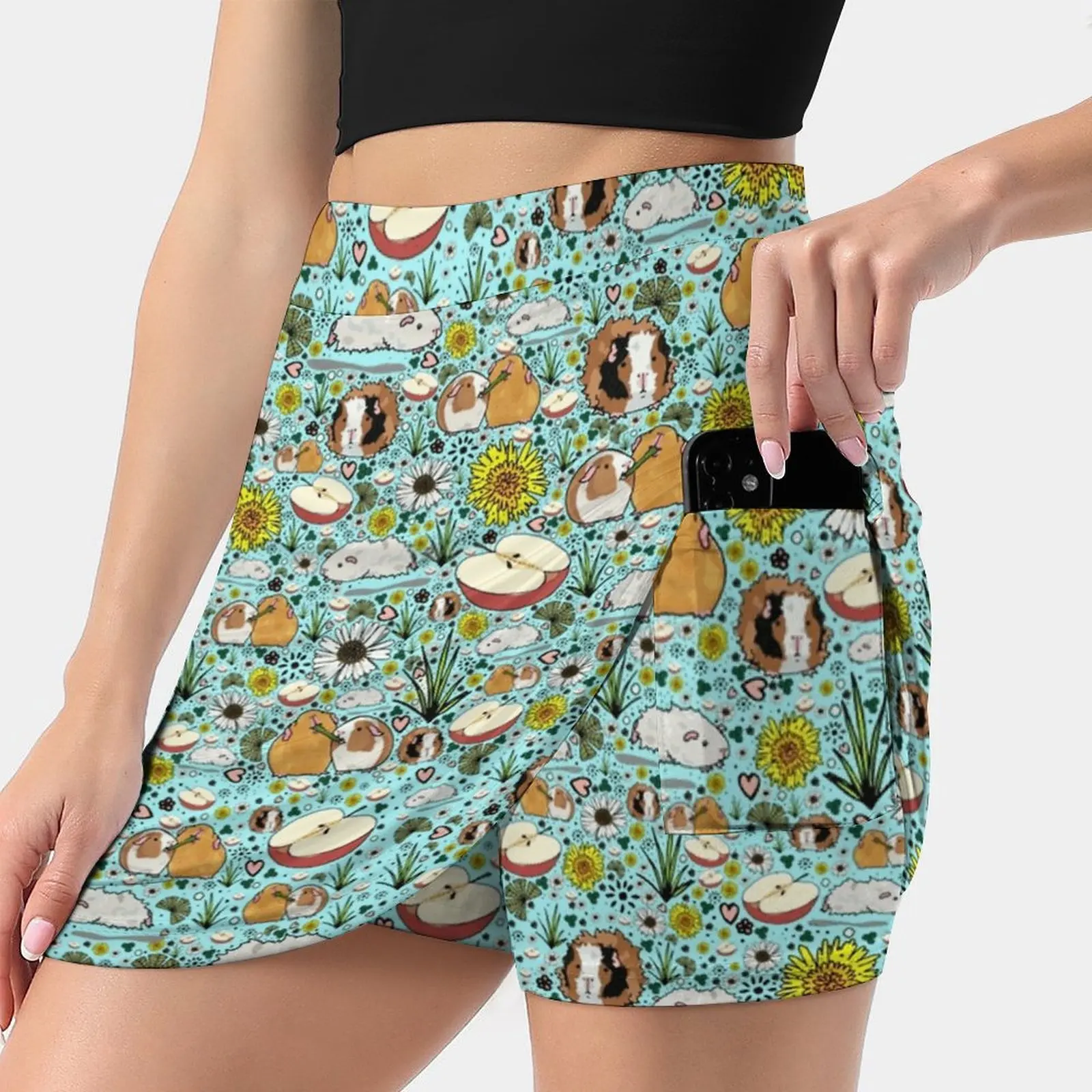 

Guinea Pigs In Blue Women's skirt With Pocket Vintage Skirt Printing A Line Skirts Summer Clothes Guinea Pig Guinea Pigs Cute