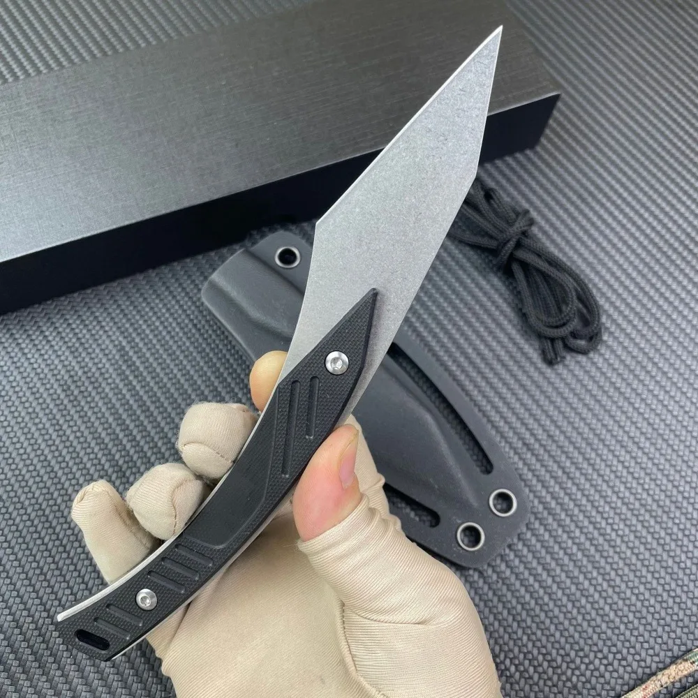 

New Outdoor KiRi Fixed Blade Knife with Sheath, 8Cr13Mov Steel Blade G10 Handle Pocket Carry Knife Multi-Purpose EDC Tool
