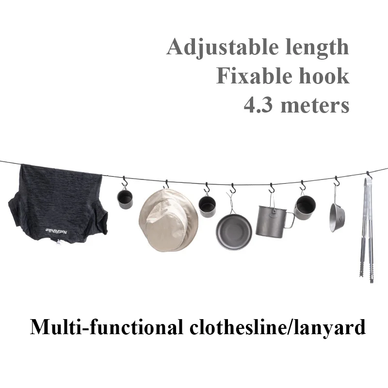 Naturehike Clothesline Outdoor Camping Travel Outdoor Hanging Sun Clothes Rope Fixed Snap Hooks