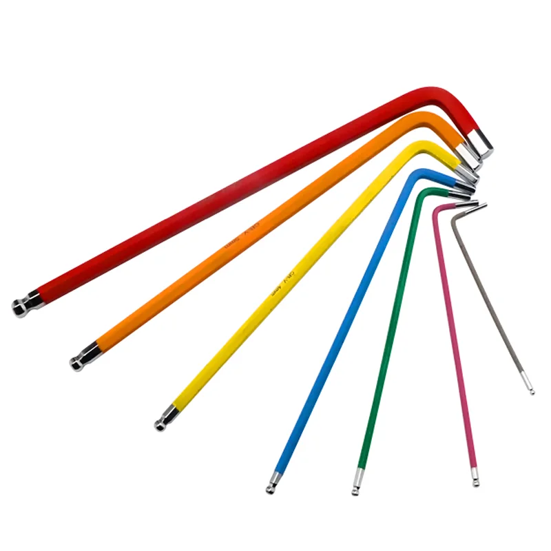 7Pcs Bicycle Hex Key Set Color Coded Ball-end Hex Allen Key L Wrench Mountain Road Bike Repair Tool Opening 1.5/2/2.5/3/4/5/6mm