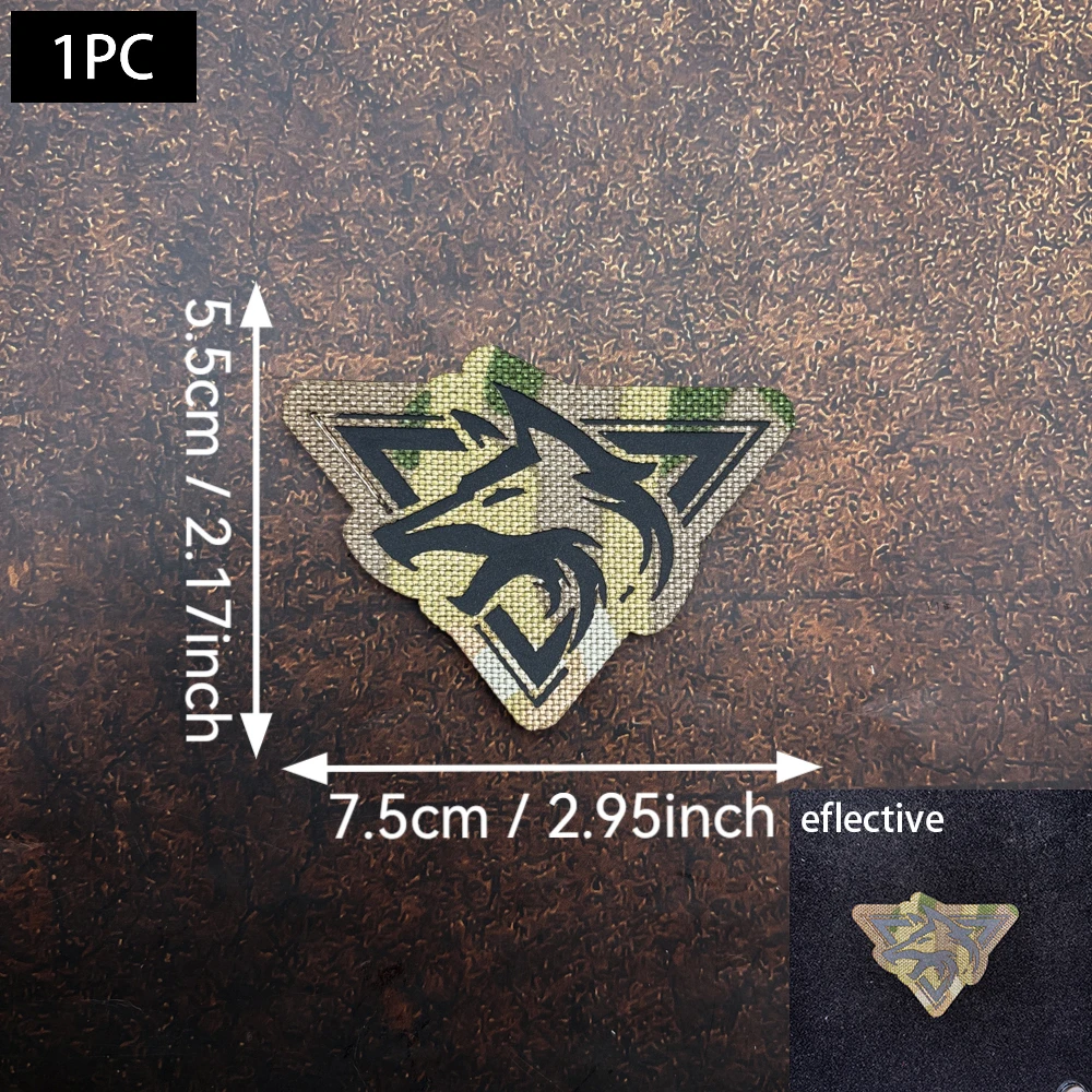 Triangular Outline Pointed-Eared Animal Head Reflective Decorative Velcro Patch, Laser Reflective Fabric Material, Includes Matching Felt Backpack, Baseball Cap, Jacket, Suitcase DIY Decorative Patch Badge Applique view 5