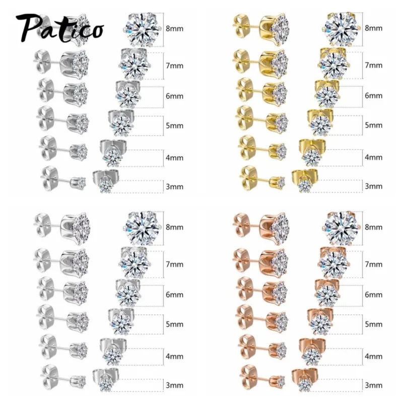 

Роскошный комплект из стерлингового серебра 925 пробы 3-8 мм, серьги-гвоздики со стразами для женщин и девочек, модные ювелирные изделия на свадьбу, помолвку, оптовая продажа