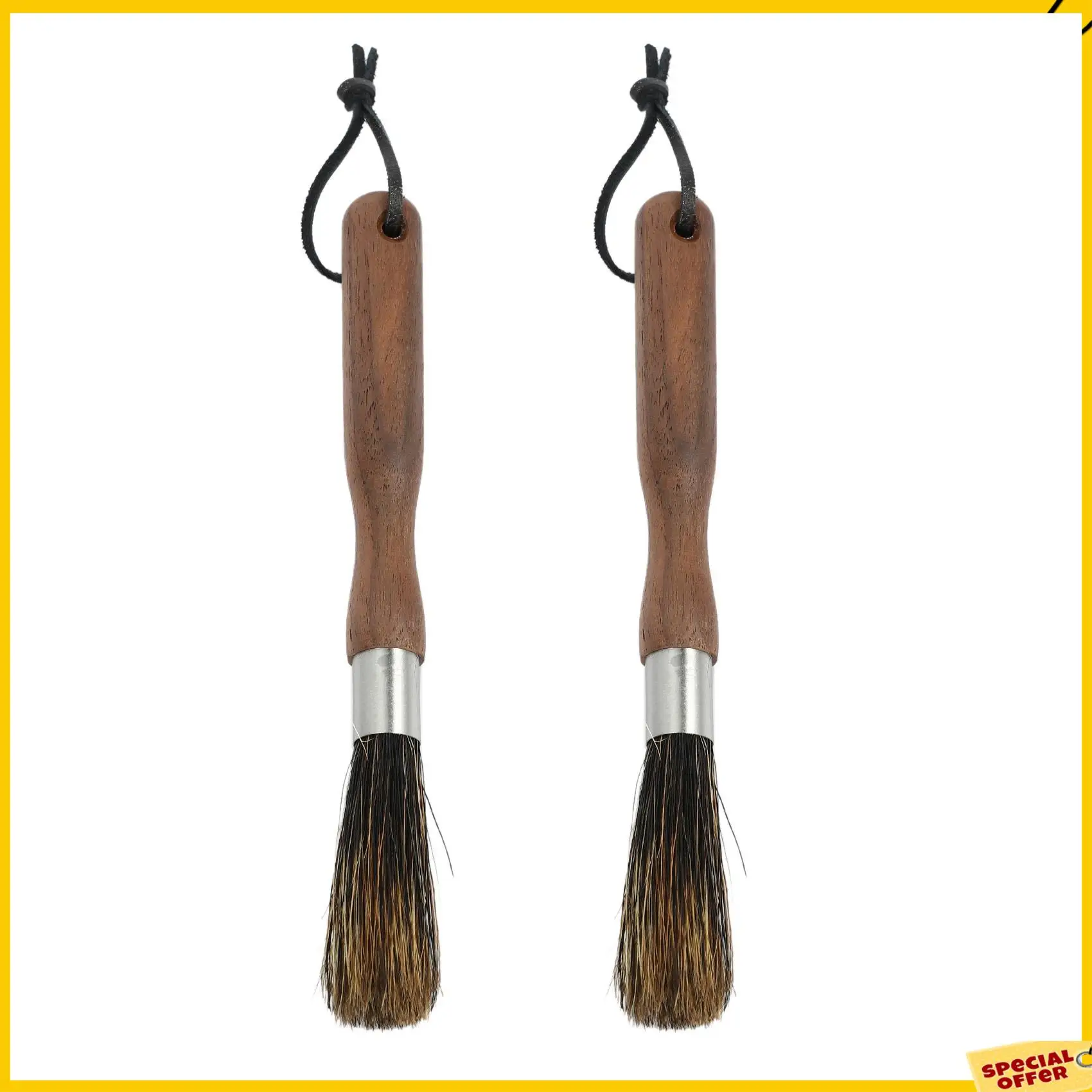 A24P 2X مطحنة القهوة مسحوق تنظيف فرشاة ماكينة القهوة فرشاة الخشب مقبض خنزير الخشن الغبار فرشاة إسبريسو لباريستا