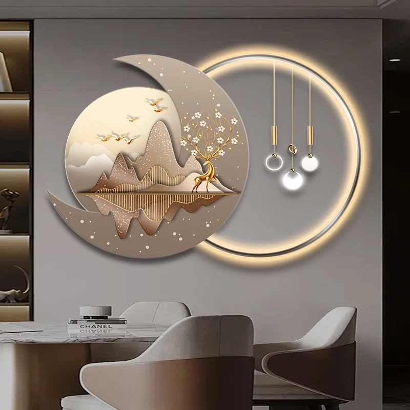 Restaurant Ied light decorative painting modern light luxury living room wall creative light advanced sense three-dimensional