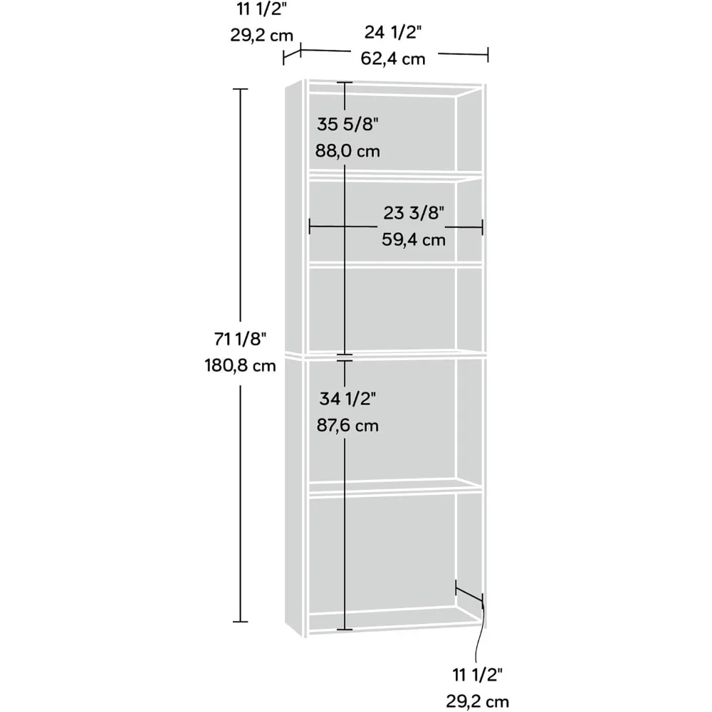 خزانة كتب قابلة للتعديل بـ 5 أرفف، رف كتب حديث مع لوحة خلفية مغلقة، لمسة نهائية من خشب البلوط المرتفع لتخزين المكاتب المنزلية #3