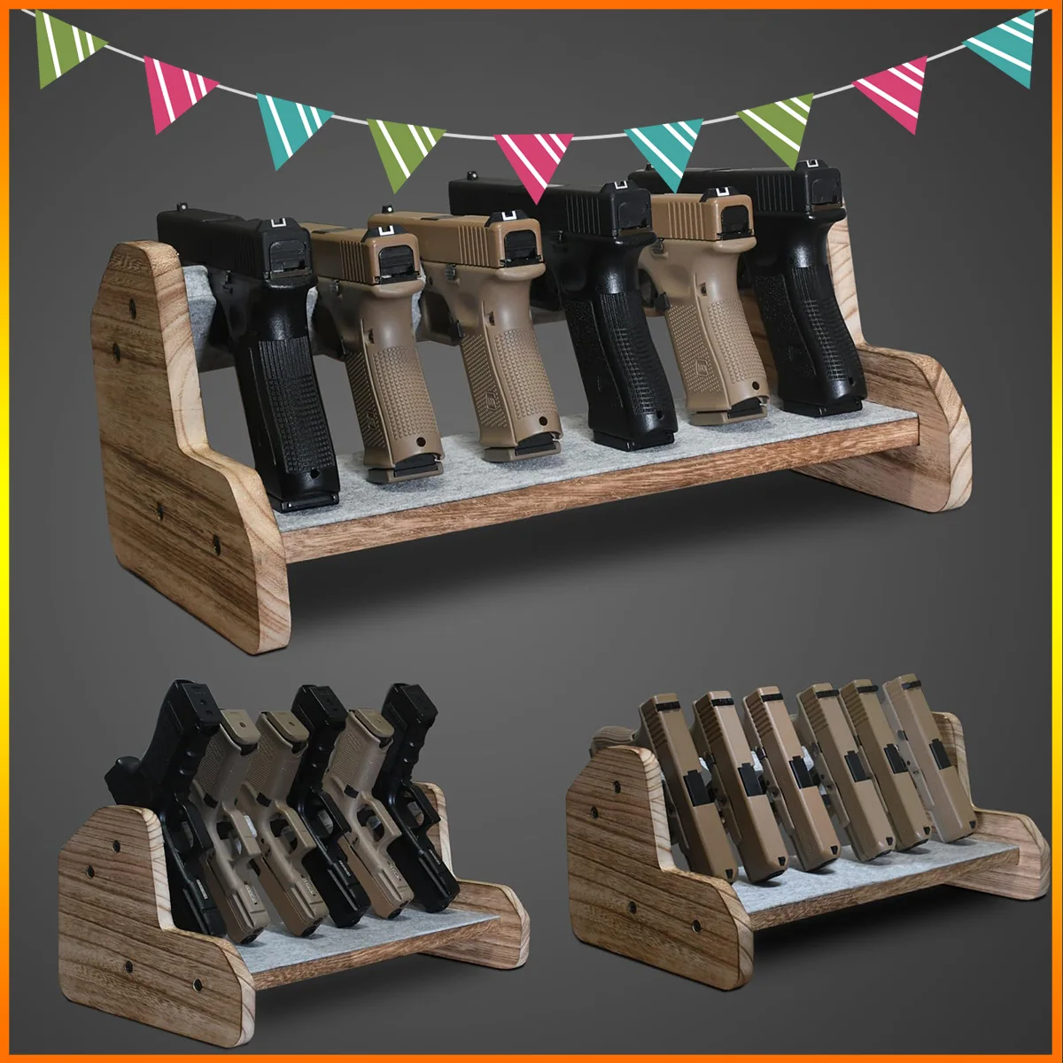 FANDAO Safe 6 Pistol Rack Organizer Accessories  Gun Holder with Carpeted Surface Pistol Handgun Display for Glock Revolver