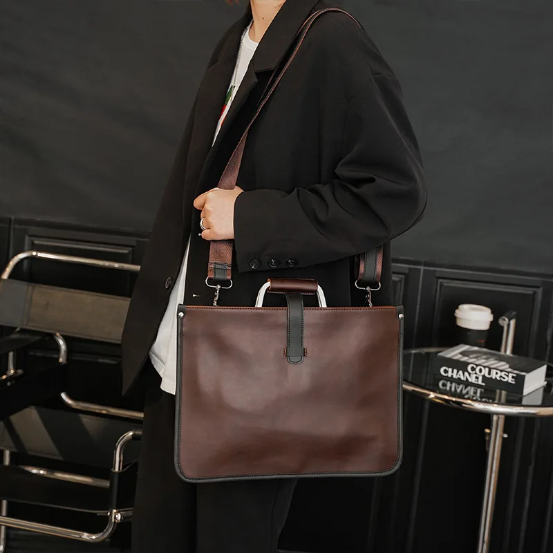 Luxury Crazy Horse Leather Business Briefcase Male High-quality Crossbody Shoulder Bag Men Laptop bag Man Handbag Briefcases sac