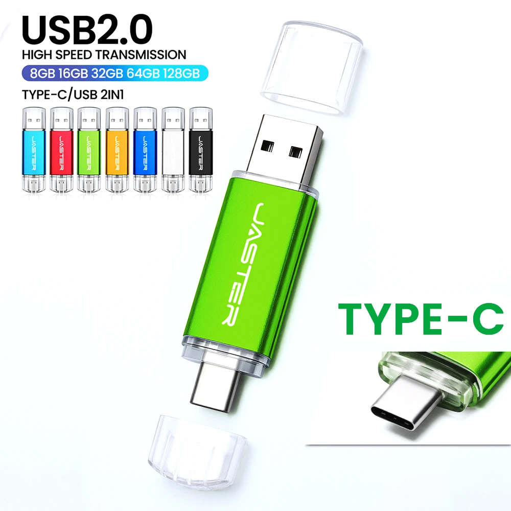Unidad flash USB JASTER tipo C OTG de 64 GB, 32 GB, 16 GB, 8 GB, 4 GB, memoria USB 2,0 de alta velocidad para teléfonos móviles y ordenadores