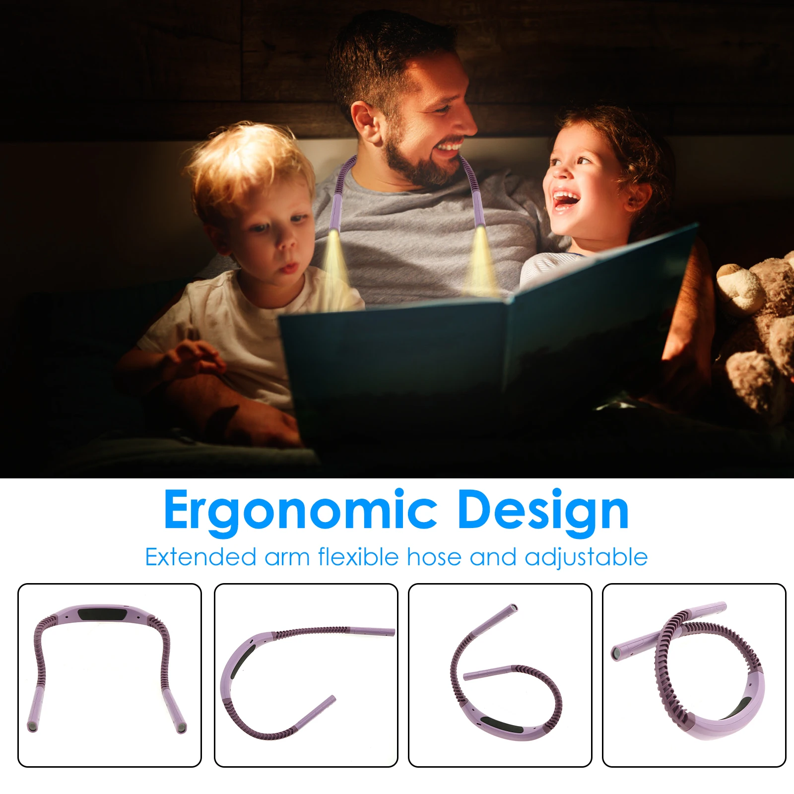 LED الرقبة القراءة الخفيفة 15 سرعة سطوع قابل للتعديل الرقبة كتاب الضوء نوع C قابلة للشحن انحناء الرقبة ضوء مريح التخييم #2