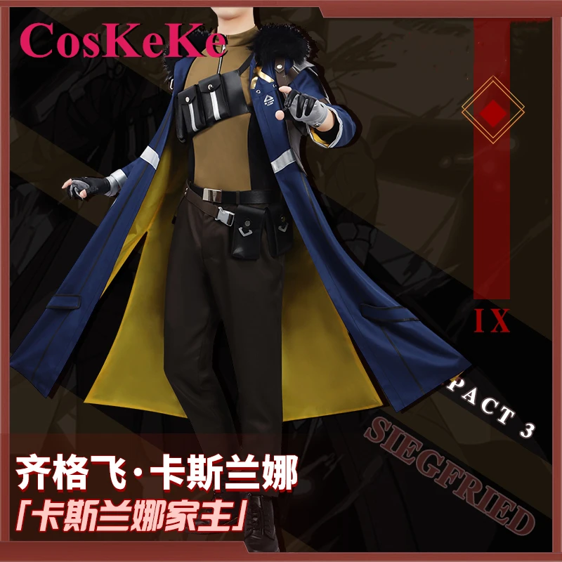 CosKeKe Siegfried Kaslana Cosplay Anime Game Honkai Impact 3rd Costume Fashion Handsome Combat Uniform Men Role Play Clothing