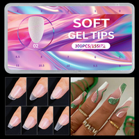 300pcs/Box Matte Press On Nail Tips Full Cover False Nail Oval Almond Sculpted Fake Nail Soft Nails Art Decoration Tools