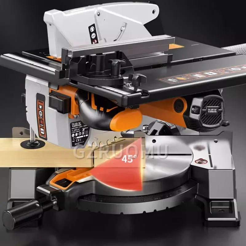 10 Inches Woodworking Compound Miter Saw 0-45° Multi-Functional Wood Cutting Saw Pvc Aluminum Alloy Cutting Dual-Purpose Machine